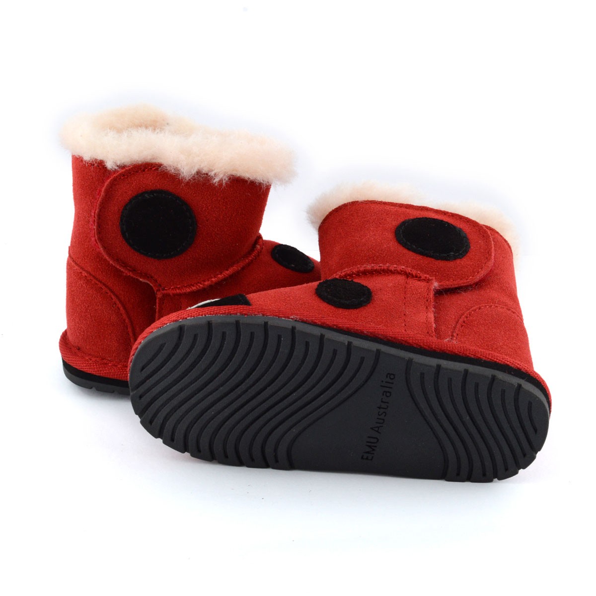エミュー オーストラリア EMU B10317-RED ≪2015AWモデル≫ LC Walker Ladybird てんとう虫モチーフ ベビー用 ムートンブーツ