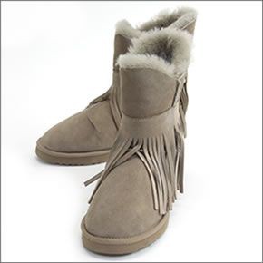 クーラブラ ≪2013AWモデル≫ Haley Ankle II 海外セレブも愛用☆ ハーレーアンクル・ツー　折り返しのボアとフリンジが可愛い♪ 2WAY シープスキン ムートンブーツ セタ Seta