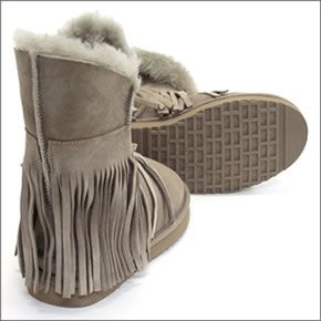クーラブラ ≪2013AWモデル≫ Haley Ankle II 海外セレブも愛用☆ ハーレーアンクル・ツー　折り返しのボアとフリンジが可愛い♪ 2WAY シープスキン ムートンブーツ セタ Seta