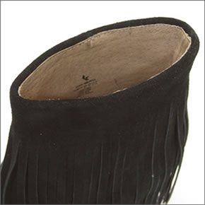 クーラブラ ≪2013AWモデル≫ Zarin 海外セレブも愛用☆ ザリン　フリンジに隠れたウエッジヒールで足長効果抜群！ スエード ショートブーツ ブラック Black