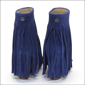 クーラブラ ≪2013AWモデル≫ Zarin 海外セレブも愛用☆ ザリン　フリンジに隠れたウエッジヒールで足長効果抜群！ スエード ショートブーツ サファイア Sapphire