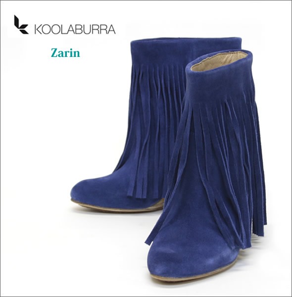 クーラブラ ≪2013AWモデル≫ Zarin 海外セレブも愛用☆ ザリン　フリンジに隠れたウエッジヒールで足長効果抜群！ スエード ショートブーツ サファイア Sapphire