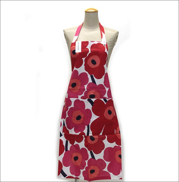 マリメッコ  PIENI UNIKKO APRON ウニッコ柄 エプロン ホワイト×レッド 064161 001 White/Red
