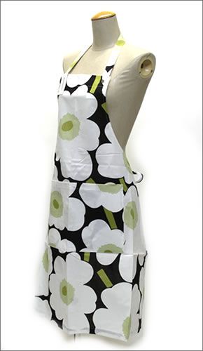 マリメッコ  PIENI UNIKKO APRON ウニッコ柄 エプロン ブラック×ホワイト 064161 910 Black/White