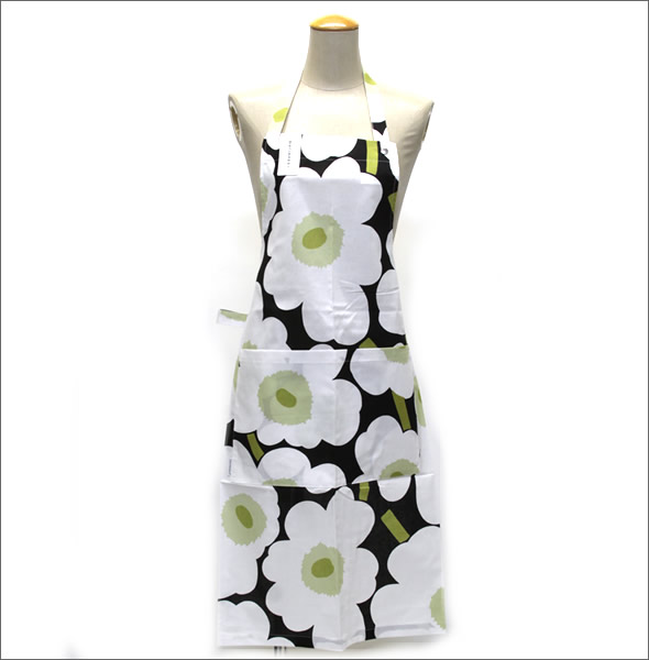 マリメッコ  PIENI UNIKKO APRON ウニッコ柄 エプロン ブラック×ホワイト 064161 910 Black/White