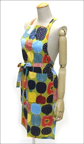 マリメッコ  KOMPOTTI APRON コンポッティ フルーツモチーフ エプロン 065733 601 green/multicolour