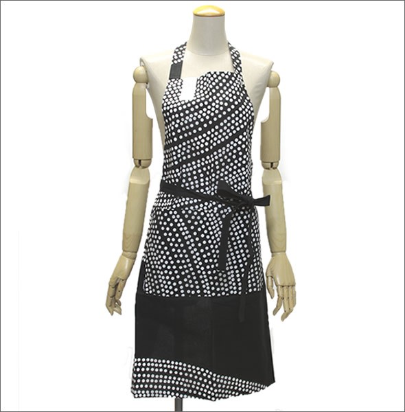 マリメッコ  FOKUS APRON フォクス（焦点） ドット柄 エプロン 053452 001 usta/valkoinen
