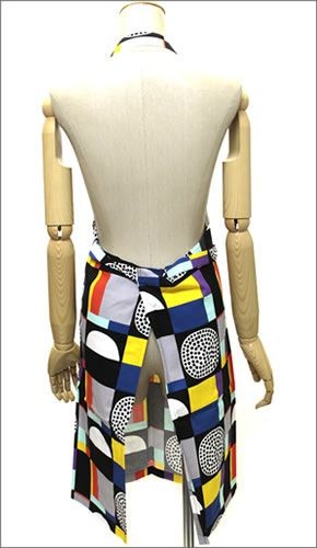 マリメッコ  KONTTI APRON コンッティ 幾何学模様 エプロン 067028 920 black/yellow/grey/mint