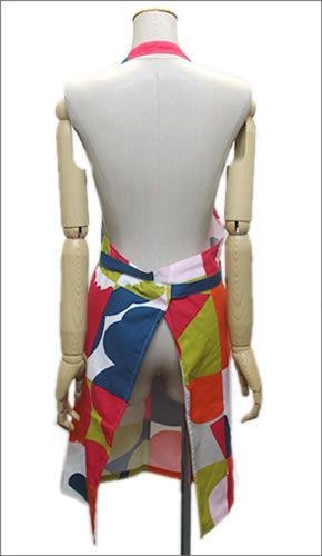 マリメッコ 067388 536 blue/red/lime RUUTU-UNIKKO APRON ウニッコ柄×チェック エプロン