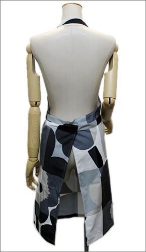 マリメッコ 067388 990 black/grey RUUTU-UNIKKO APRON ウニッコ柄×チェック エプロン