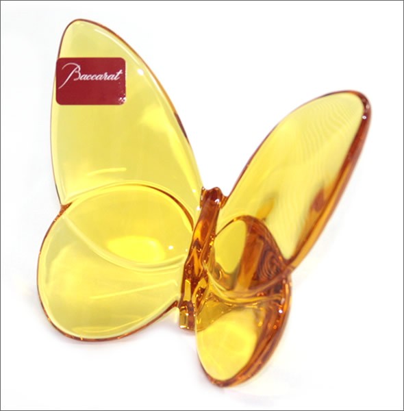 バカラ PAPILLON (パピヨン・ラッキーバタフライ) お薦めギフト☆ 気品のある躍動感☆幸せを運ぶモーチーフ☆（アンバー） 2102549