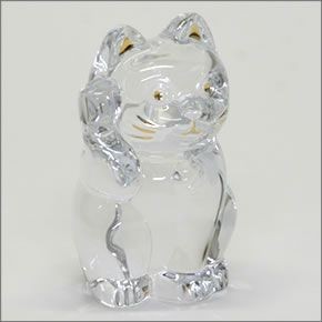 バカラ LUCKY CAT 表情が可愛い☆日本生まれのラッキーモチーフ☆「招き猫」（クリア） 2607786