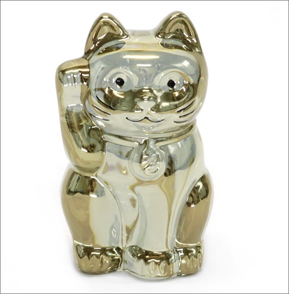 バカラ LUCKY CAT 表情が可愛い☆日本生まれのラッキーモチーフ☆「招き猫」（ゴールド） 2612997
