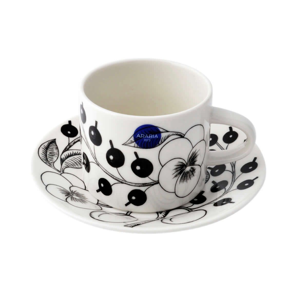 アラビア Arabia AR006674＋AR006675 Black Paratiisi Cup&Saucer set 180ml/14cm ブラックパラティッシ コーヒーカップ&ソーサー（プレート皿）セット ≪北欧食器≫