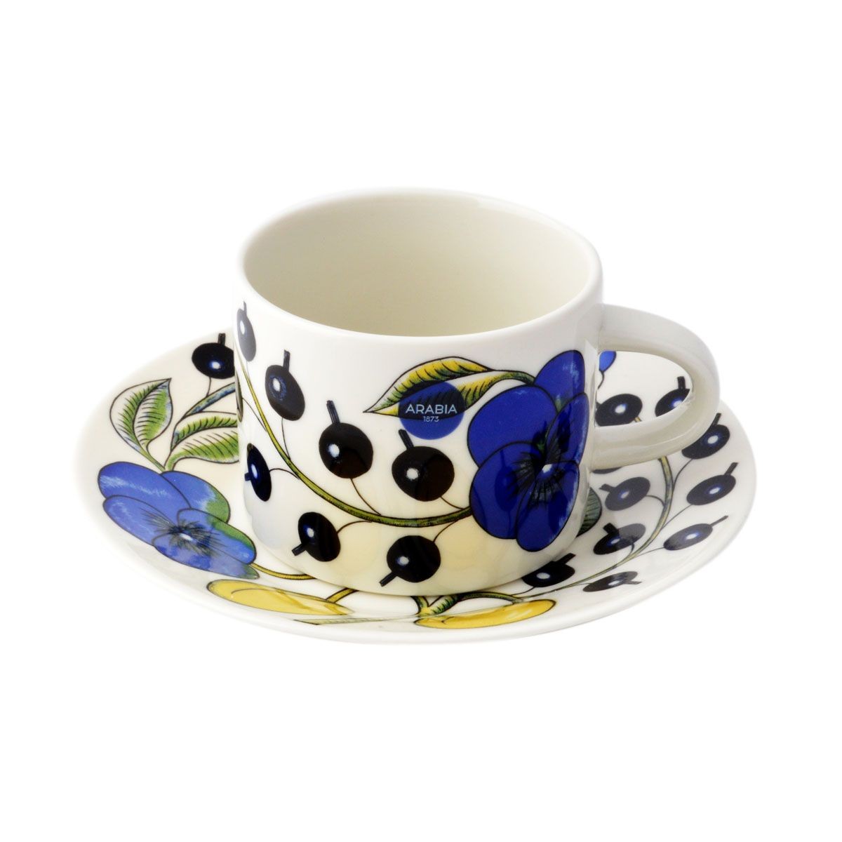 アラビア Arabia AR008947+AR008948 Paratiisi Cup&Saucer set 280ml/16.5cm ブラックパラティッシ ティーカップ&ソーサー（プレート皿）セット ≪北欧食器≫