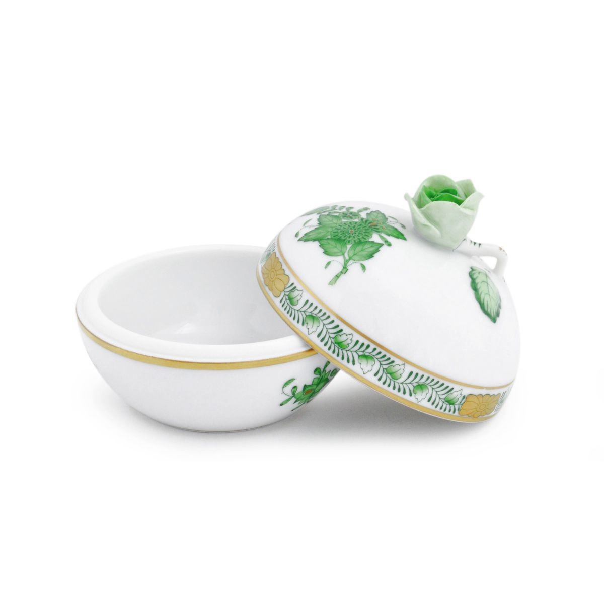 ヘレンド HEREND AV 06033009 アポニー・グリーン マルボンボン ローズ ボックス 小物入れ APPONYI VERT