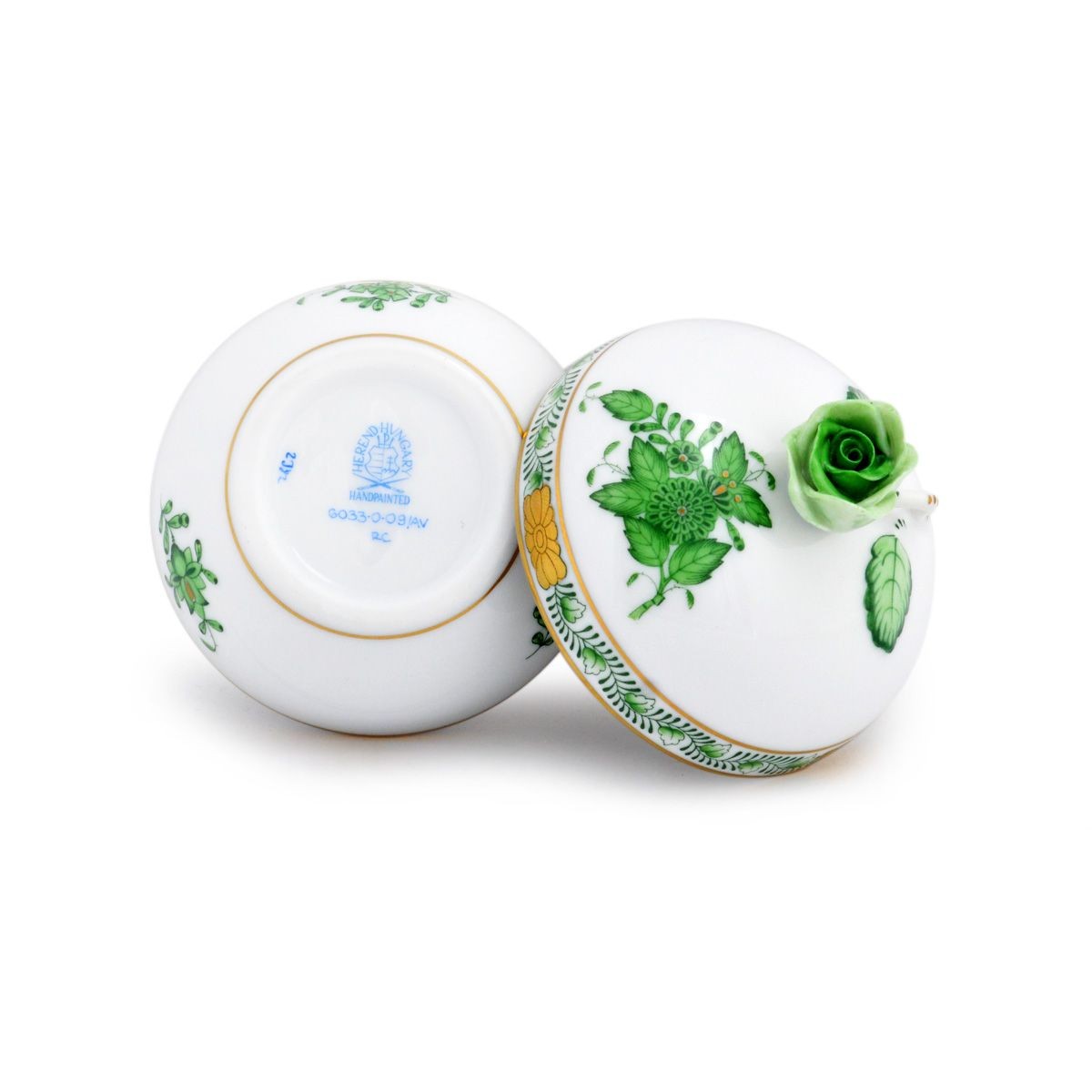 ヘレンド HEREND AV 06033009 アポニー・グリーン マルボンボン ローズ ボックス 小物入れ APPONYI VERT