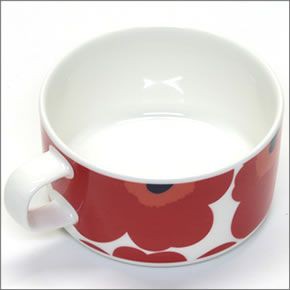 マリメッコ  UNIKKO TEA CUP ウニッコ柄 ティーカップ 250ml ホワイト×レッド 063430 001 white/red