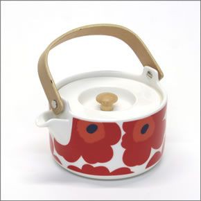 マリメッコ  UNIKKO TEAPOT ウニッコ柄 ティーポット 急須　700ml ホワイト×レッド 063435 001 White/Red