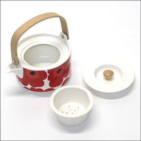 マリメッコ  UNIKKO TEAPOT ウニッコ柄 ティーポット 急須　700ml ホワイト×レッド 063435 001 White/Red