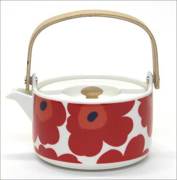 マリメッコ  UNIKKO TEAPOT ウニッコ柄 ティーポット 急須　700ml ホワイト×レッド 063435 001 White/Red