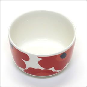 マリメッコ  UNIKKO BOWL ウニッコ柄 ボウル 250ml デザートやサラダなどを入れるのに便利♪ ホワイト×レッド 063432 001 White/Red