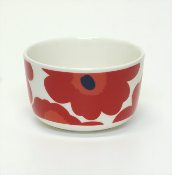 マリメッコ  UNIKKO BOWL ウニッコ柄 ボウル 250ml デザートやサラダなどを入れるのに便利♪ ホワイト×レッド 063432 001 White/Red