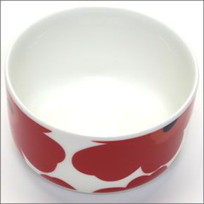 マリメッコ  UNIKKO BOWL ウニッコ柄 ボウル 500ml スープやサラダなどを入れるのに便利♪ ホワイト×レッド 63433-001 White/Red