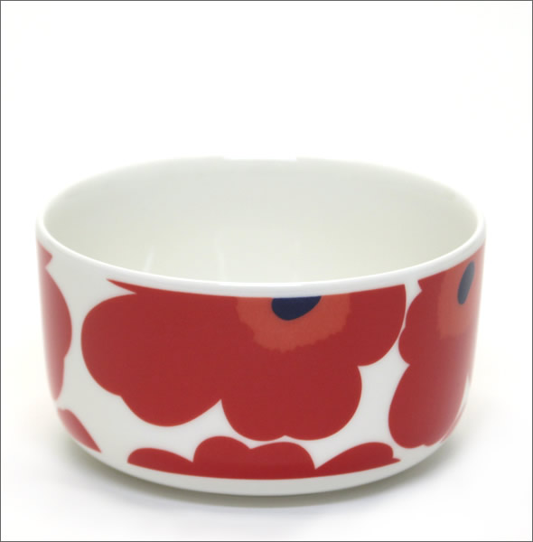 マリメッコ  UNIKKO BOWL ウニッコ柄 ボウル 500ml スープやサラダなどを入れるのに便利♪ ホワイト×レッド 63433-001 White/Red