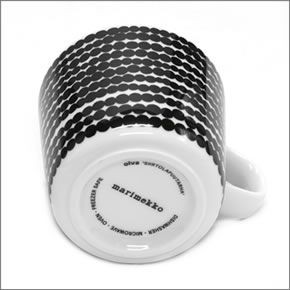 マリメッコ  SIIRTOLAPUUTARHA RASYMATTO COFFEE CUP 200ml 手描き風 ドット柄 コーヒーカップ 063292 190 white/black