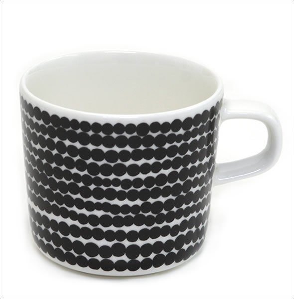 マリメッコ  SIIRTOLAPUUTARHA RASYMATTO COFFEE CUP 200ml 手描き風 ドット柄 コーヒーカップ 063292 190 white/black