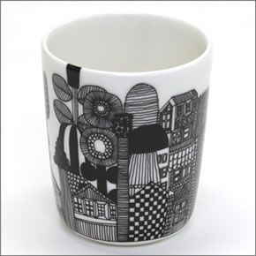 マリメッコ  SIIRTOLAPUUTARHA MUG 250ml 菜園モチーフ ラテマグ マグカップ  063298 196 white/black/green