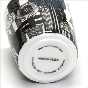 マリメッコ  SIIRTOLAPUUTARHA MUG 250ml 菜園モチーフ ラテマグ マグカップ  063298 196 white/black/green