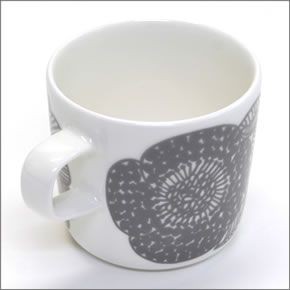 マリメッコ  KURJENPOLVI COFFEE CUP 200ml クルイェンポルヴィ ゼラニウムの花 コーヒーカップ 066357 191 white/grey
