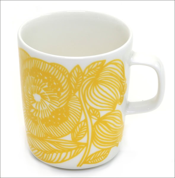 マリメッコ  KURJENPOLVI MUG 250ml クルイェンポルヴィ ゼラニウムの花 マグカップ 066358 120 white/yellow
