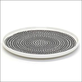 マリメッコ SIIRTOLAPUUTARHA PLATE 20cm 063303 199 white/black/black 手描き風デザイン プレート 丸皿