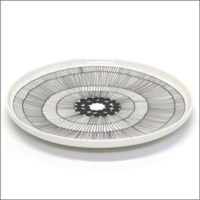 マリメッコ SIIRTOLAPUUTARHA PLATE 25cm 063304 191 white/black 手描き風デザイン プレート 丸皿