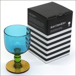マリメッコ SUKAT MAKKARALLA STEMWARE 300ml 063943 760 turquoise/green/yellow カラー ワイングラス 脚付グラス