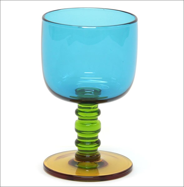 マリメッコ SUKAT MAKKARALLA STEMWARE 300ml 063943 760 turquoise/green/yellow カラー ワイングラス 脚付グラス