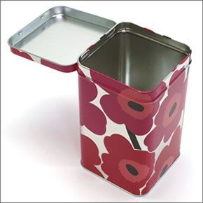 マリメッコ UNIKKO TIN BOX BIG 064459 001 punainen/hopea ウニッコ柄 ブリキ缶 小物入れ ラージサイズ
