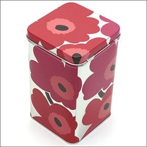 マリメッコ UNIKKO TIN BOX BIG 064459 001 punainen/hopea ウニッコ柄 ブリキ缶 小物入れ ラージサイズ