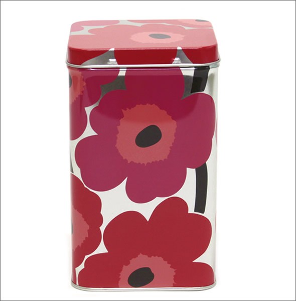 マリメッコ UNIKKO TIN BOX BIG 064459 001 punainen/hopea ウニッコ柄 ブリキ缶 小物入れ ラージサイズ