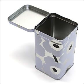 マリメッコ UNIKKO TIN BOX BIG 064459 002 white/silver ウニッコ柄 ブリキ缶 小物入れ ラージサイズ