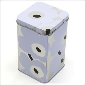 マリメッコ UNIKKO TIN BOX BIG 064459 002 white/silver ウニッコ柄 ブリキ缶 小物入れ ラージサイズ