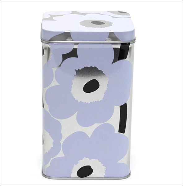 マリメッコ UNIKKO TIN BOX BIG 064459 002 white/silver ウニッコ柄 ブリキ缶 小物入れ ラージサイズ