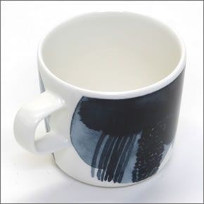 マリメッコ SAAPAIVAKIRJA COFFEE CUP 200ml 066014 150 white/blue サーパイバキリヤ 水彩画風デザイン コーヒーカップ