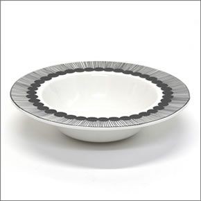 マリメッコ SIIRTOLAPUUTARHA DEEP PLATE 20cm 066683 190 white/black 手描き風ドットデザイン ディーププレート スープ皿