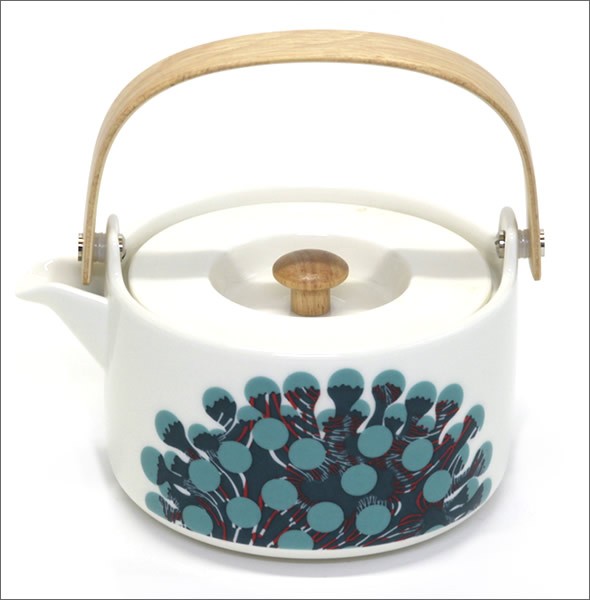 マリメッコ MERIVUOKKO TEAPOT 700ml 067077 170 white/turquoise/petrol メリヴオッコ イソギンチャックモチーフ ティーポット 急須 茶こし付