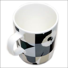 マリメッコ 067304 990 black/grey RUUTU-UNIKKO MUG　 ウニッコ柄×チェック マグカップ 250ml