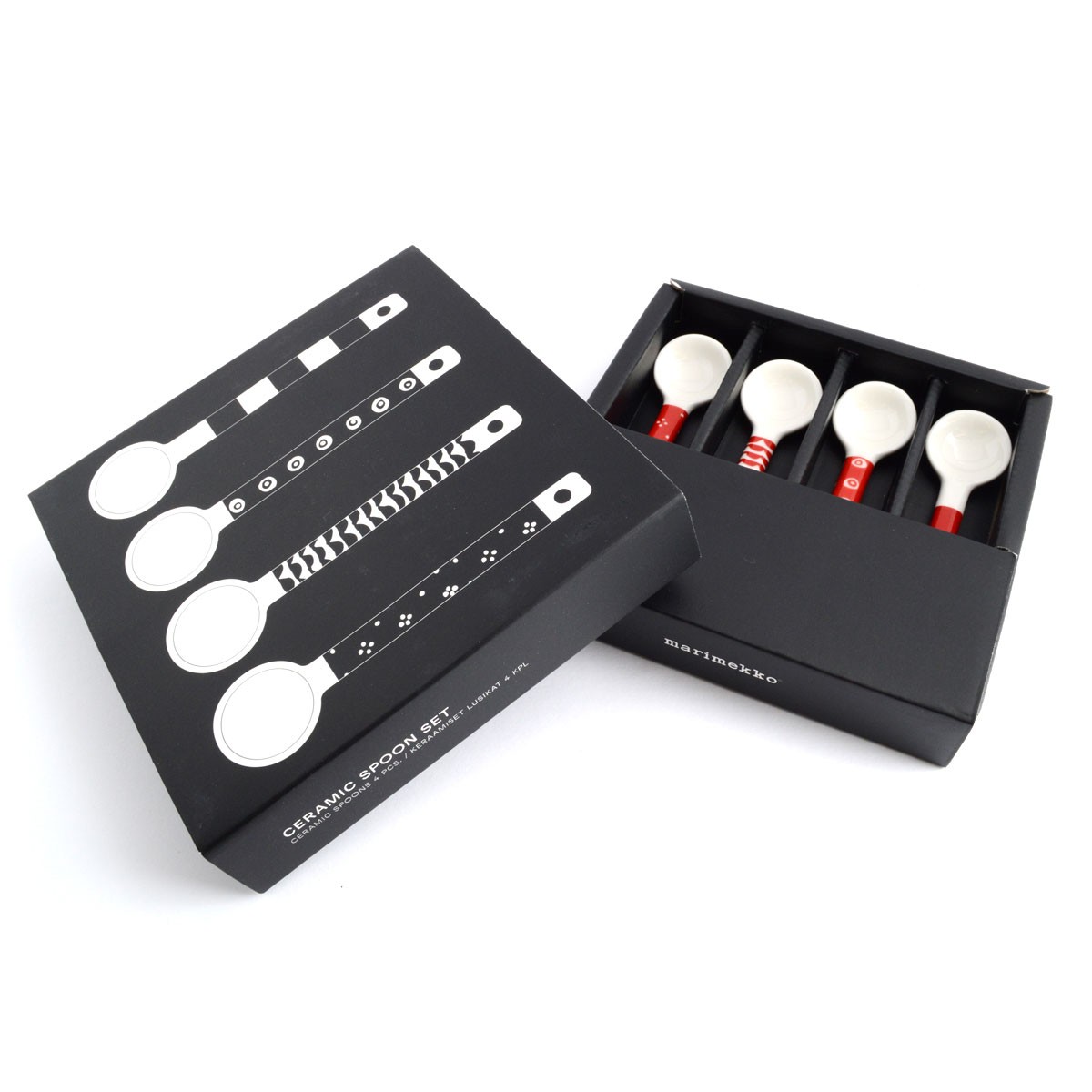 マリメッコ marimekko 067492 130 white/red SPOON 4 PCS 磁器製 スプーン 4本セット